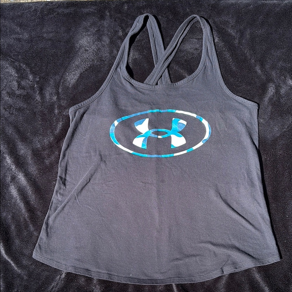 Under Armour Gray Tank Top with Blue Logo